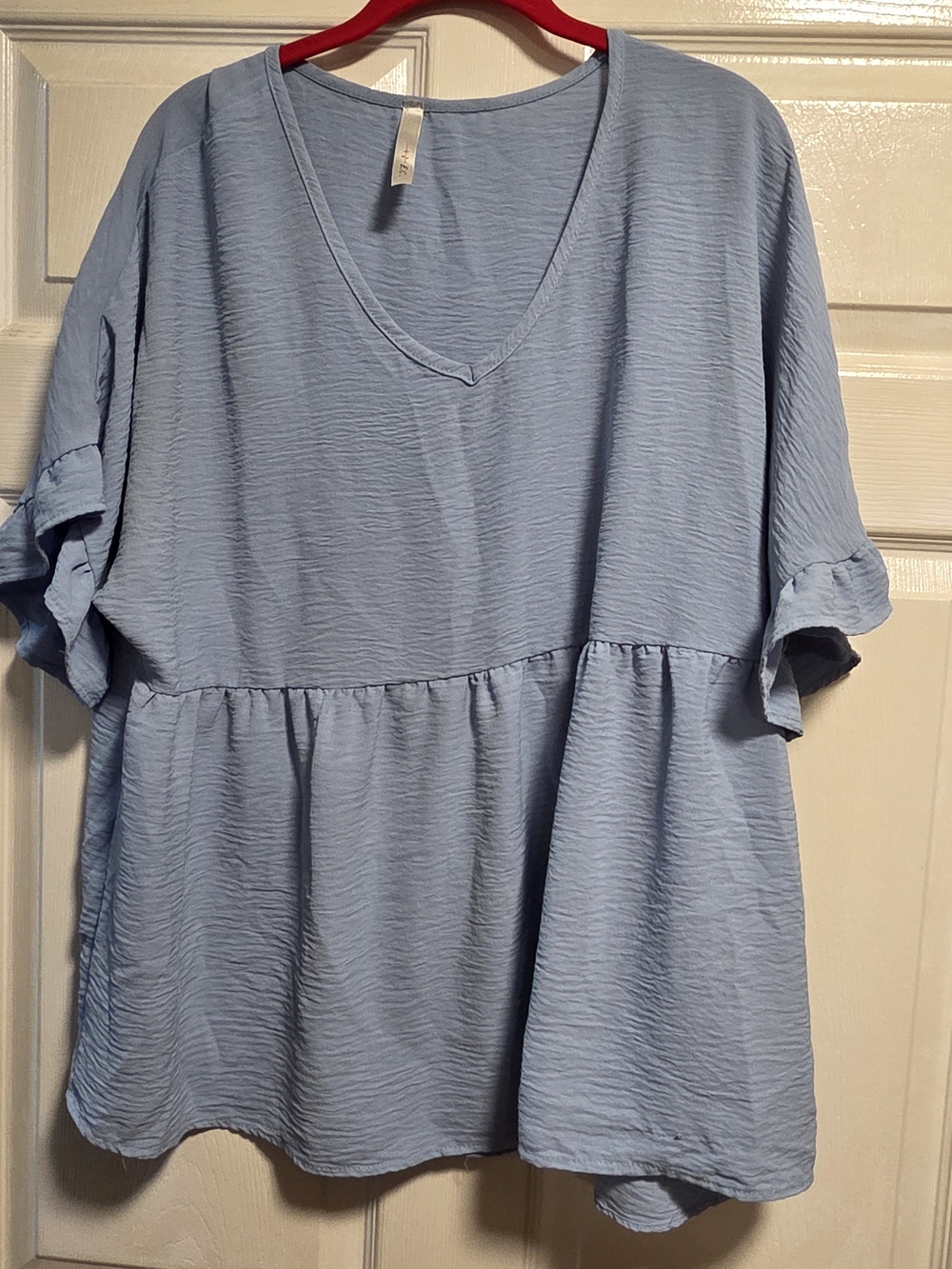 Women's Light Blue V-Neck Peplum Tunic